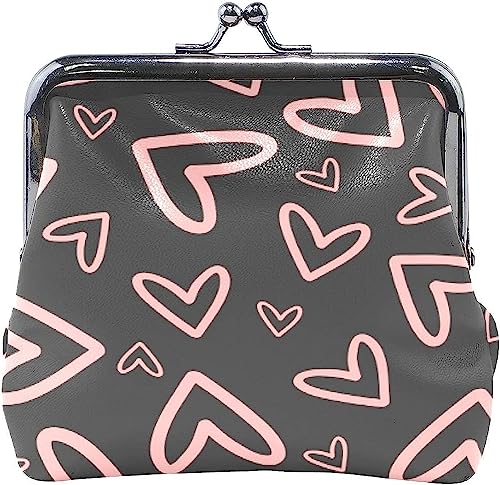 Romantic Pink Heart Coin Purse Retro Money Pouch with Kiss-Lock Buckle Wallet Bag Card Holder for Women and Girls von Oudrspo