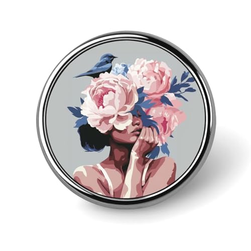 Rose Schwarze Frau Runde Brosche Anstecknadel Anstecker Revers Krawattennadel für Frauen Männer Büroangestellte Lehrer Dekor von Oudrspo