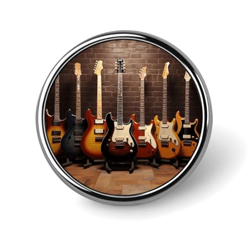 Runde Anstecker-Brosche mit Gitarrensammlung, modische Revers-Krawattennadeln, leichte Metallbrosche, Anstecker für Männer und Frauen, Kostüm, dekoratives Accessoire Runde Anstecker-Brosche mit Gitarrensammlung, modische Revers-Krawattennadeln, leichte Metallbrosche, Anstecker für Männer und Frauen, Kostüm, dekoratives Accessoire von Oudrspo