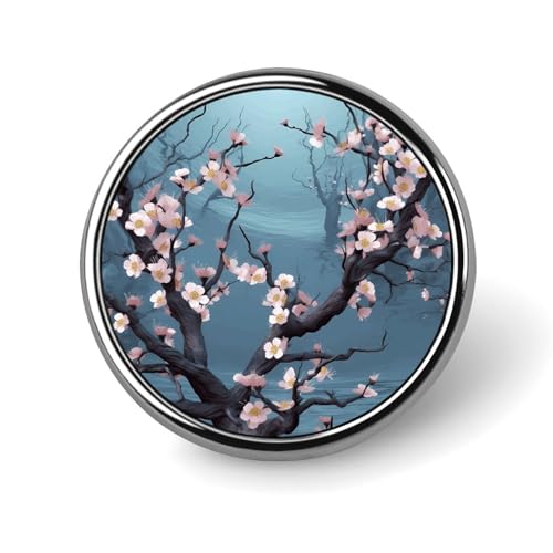 Runde Anstecker-Brosche mit Kirschblütenmotiv, modische Revers-Krawattennadeln, leichte Metallbrosche, Anstecker für Herren und Damen, Kostüm, dekoratives Accessoire Runde Anstecker-Brosche mit Kirschblütenmotiv, modische Revers-Krawattennadeln, leichte Metallbrosche, Anstecker für Herren und Damen, Kostüm, dekoratives Accessoire von Oudrspo