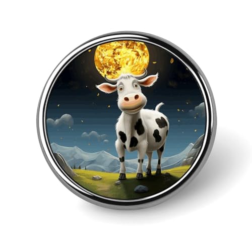 Runde Anstecker-Brosche mit Kuh-Motiv, modische Revers-Krawattennadeln, leichte Metallbrosche für Männer und Frauen, Kostüm, dekoratives Accessoire Runde Anstecker-Brosche mit Kuh-Motiv, modische Revers-Krawattennadeln, leichte Metallbrosche für Männer und Frauen, Kostüm, dekoratives Accessoire von Oudrspo