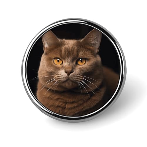 Runde Anstecker-Brosche mit brauner Katze, modische Revers-Krawattennadeln, leichte Metallbrosche, Anstecker für Männer und Frauen, Kostüm, dekoratives Accessoire Runde Anstecker-Brosche mit brauner Katze, modische Revers-Krawattennadeln, leichte Metallbrosche, Anstecker für Männer und Frauen, Kostüm, dekoratives Accessoire von Oudrspo