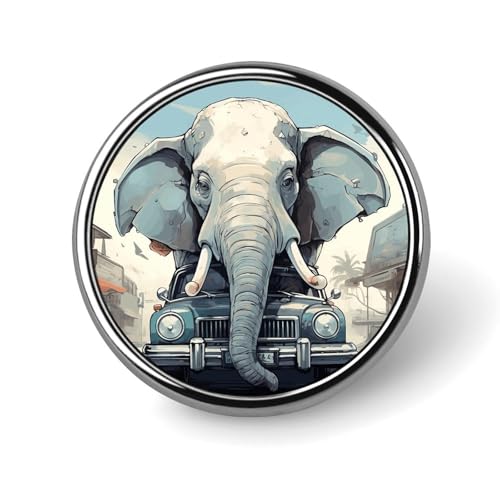 Runde Anstecker mit Auto-Elefanten-Motiv, modische Revers-Krawattennadeln, leichte Metallbrosche, Anstecker für Männer und Frauen, Kostüm, dekoratives Accessoire Runde Anstecker mit Auto-Elefanten-Motiv, modische Revers-Krawattennadeln, leichte Metallbrosche, Anstecker für Männer und Frauen, Kostüm, dekoratives Accessoire von Oudrspo