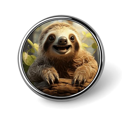 Runde Anstecker mit Cartoon-Faultier, modische Revers-Krawattennadeln, leichte Metallbrosche, Anstecker für Männer und Frauen, Kostüm, dekoratives Accessoire Runde Anstecker mit Cartoon-Faultier, modische Revers-Krawattennadeln, leichte Metallbrosche, Anstecker für Männer und Frauen, Kostüm, dekoratives Accessoire von Oudrspo