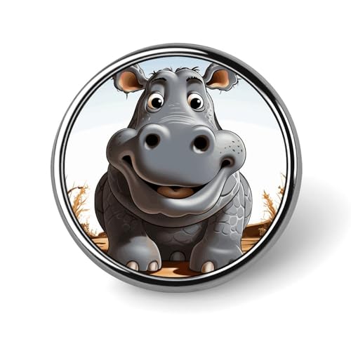 Runde Anstecker mit Cartoon-Nilpferd-Motiv, modische Revers-Krawattennadeln, leichte Metall-Brosche, Anstecker für Männer und Frauen, Kostüm, dekoratives Accessoire Runde Anstecker mit Cartoon-Nilpferd-Motiv, modische Revers-Krawattennadeln, leichte Metall-Brosche, Anstecker für Männer und Frauen, Kostüm, dekoratives Accessoire von Oudrspo