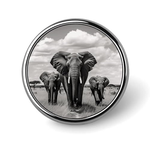 Runde Anstecker mit Elefantenmotiv, modische Revers-Krawattennadeln, leichte Metallbrosche, Anstecker für Männer und Frauen, Kostüm, dekoratives Accessoire Runde Anstecker mit Elefantenmotiv, modische Revers-Krawattennadeln, leichte Metallbrosche, Anstecker für Männer und Frauen, Kostüm, dekoratives Accessoire von Oudrspo