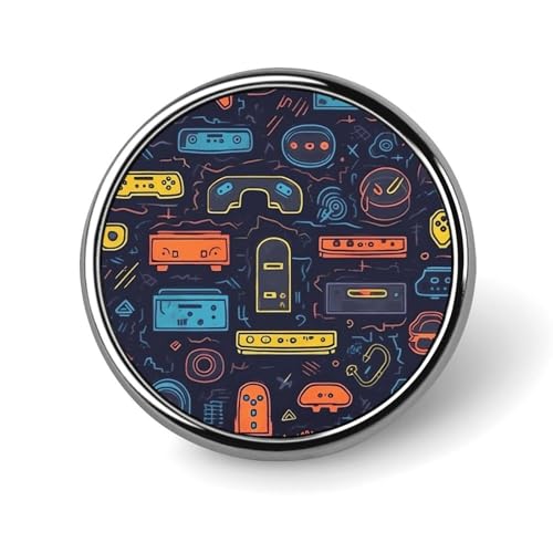 Runde Anstecker mit Spiel-Videospiel-Muster, modische Revers-Krawattennadeln, leichte Metallbrosche für Männer und Frauen, Kostüm, dekoratives Accessoire Runde Anstecker mit Spiel-Videospiel-Muster, modische Revers-Krawattennadeln, leichte Metallbrosche für Männer und Frauen, Kostüm, dekoratives Accessoire von Oudrspo