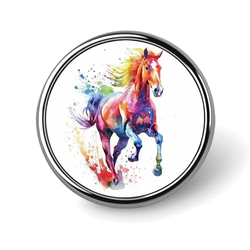 Runde Brosche mit Aquarell-Motiv, buntes Pferd, Anstecknadel, Revers, Krawattennadel für Damen und Herren, Büroangestellte, Lehrer, Dekoration Runde Brosche mit Aquarell-Motiv, buntes Pferd, Anstecknadel, Revers, Krawattennadel für Damen und Herren, Büroangestellte, Lehrer, Dekoration von Oudrspo