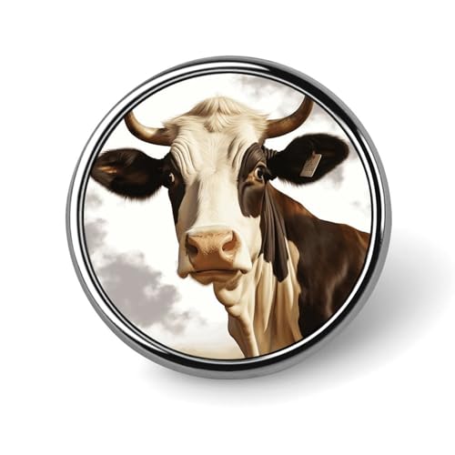 Runde Brosche mit Bauernhoftier-Kuh-Motiv, modische Revers-Krawattennadeln, leichte Metallbrosche, Abzeichen für Männer und Frauen, Kostüm, dekoratives Accessoire Runde Brosche mit Bauernhoftier-Kuh-Motiv, modische Revers-Krawattennadeln, leichte Metallbrosche, Abzeichen für Männer und Frauen, Kostüm, dekoratives Accessoire von Oudrspo