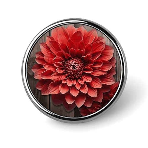 Runde Brosche mit Blumen-Roter Dahlie, modische Revers-Krawattennadeln, leichte Metallbrosche, Abzeichen für Männer und Frauen, Kostüm, dekoratives Accessoire Runde Brosche mit Blumen-Roter Dahlie, modische Revers-Krawattennadeln, leichte Metallbrosche, Abzeichen für Männer und Frauen, Kostüm, dekoratives Accessoire von Oudrspo