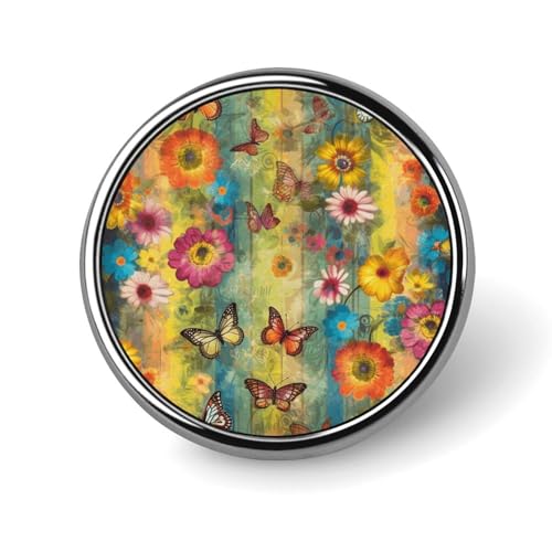 Runde Brosche mit Blumen und Schmetterlingen, modische Revers-Krawattennadeln, leichte Metallbrosche, Abzeichen für Männer und Frauen, Kostüm, dekoratives Accessoire Runde Brosche mit Blumen und Schmetterlingen, modische Revers-Krawattennadeln, leichte Metallbrosche, Abzeichen für Männer und Frauen, Kostüm, dekoratives Accessoire von Oudrspo