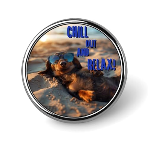 Runde Brosche mit Dackel-Hundemotiv, Strandmotiv, Anstecknadel, Revers, Krawattennadel für Damen und Herren, Büroangestellte, Lehrer, Dekoration Runde Brosche mit Dackel-Hundemotiv, Strandmotiv, Anstecknadel, Revers, Krawattennadel für Damen und Herren, Büroangestellte, Lehrer, Dekoration von Oudrspo