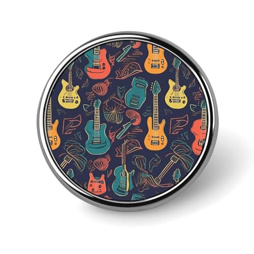 Runde Brosche mit Gitarrenmuster, modische Revers-Krawattennadeln, leichte Metallbrosche, Abzeichen für Männer und Frauen, Kostüm, dekoratives Accessoire Runde Brosche mit Gitarrenmuster, modische Revers-Krawattennadeln, leichte Metallbrosche, Abzeichen für Männer und Frauen, Kostüm, dekoratives Accessoire von Oudrspo