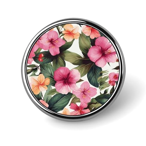 Runde Brosche mit Hawaii-Blumendruck, modische Revers-Krawattennadeln, leichte Metallbrosche, Abzeichen für Männer und Frauen, Kostüm, dekoratives Accessoire Runde Brosche mit Hawaii-Blumendruck, modische Revers-Krawattennadeln, leichte Metallbrosche, Abzeichen für Männer und Frauen, Kostüm, dekoratives Accessoire von Oudrspo