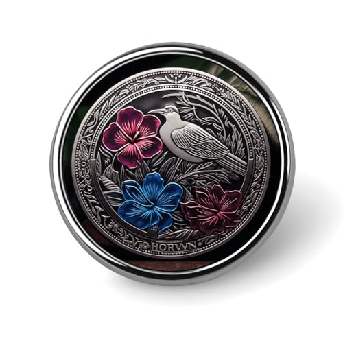Runde Brosche mit Hibiskus- und Efeu-Motiv, modische Revers-Krawattennadeln, leichte Metallbrosche für Männer und Frauen, Kostüm, dekoratives Accessoire Runde Brosche mit Hibiskus- und Efeu-Motiv, modische Revers-Krawattennadeln, leichte Metallbrosche für Männer und Frauen, Kostüm, dekoratives Accessoire von Oudrspo