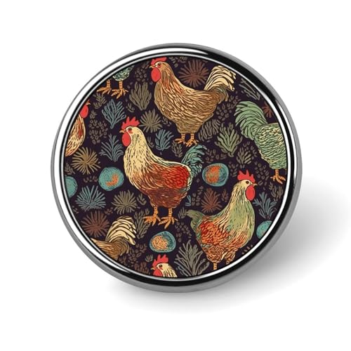 Runde Brosche mit Hühner-Print, modische Revers-Krawattennadeln, leichte Metallbrosche, Abzeichen für Männer und Frauen, Kostüm, dekoratives Accessoire Runde Brosche mit Hühner-Print, modische Revers-Krawattennadeln, leichte Metallbrosche, Abzeichen für Männer und Frauen, Kostüm, dekoratives Accessoire von Oudrspo