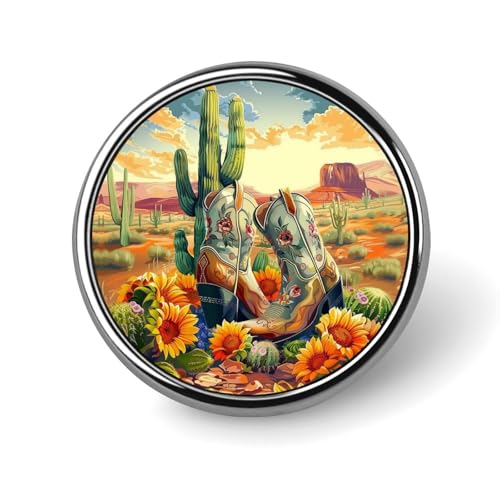 Runde Brosche mit Kaktus-Wüsten-Cowboystiefeln, Anstecknadel, Revers, Krawattennadel für Damen und Herren, Büroangestellte, Lehrer, Dekoration Runde Brosche mit Kaktus-Wüsten-Cowboystiefeln, Anstecknadel, Revers, Krawattennadel für Damen und Herren, Büroangestellte, Lehrer, Dekoration von Oudrspo