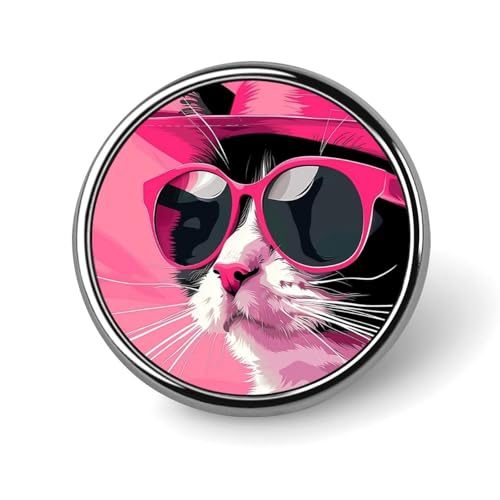 Runde Brosche mit Katze und Sonnenbrille, Anstecknadel, Revers, Krawattennadel für Damen und Herren, Büroangestellte, Lehrer, Dekoration Runde Brosche mit Katze und Sonnenbrille, Anstecknadel, Revers, Krawattennadel für Damen und Herren, Büroangestellte, Lehrer, Dekoration von Oudrspo