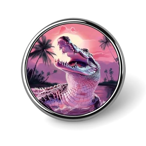 Runde Brosche mit Krokodil-Palme, Anstecknadel, Revers, Krawattennadel für Damen und Herren, Büroangestellte, Lehrer, Dekoration Runde Brosche mit Krokodil-Palme, Anstecknadel, Revers, Krawattennadel für Damen und Herren, Büroangestellte, Lehrer, Dekoration von Oudrspo