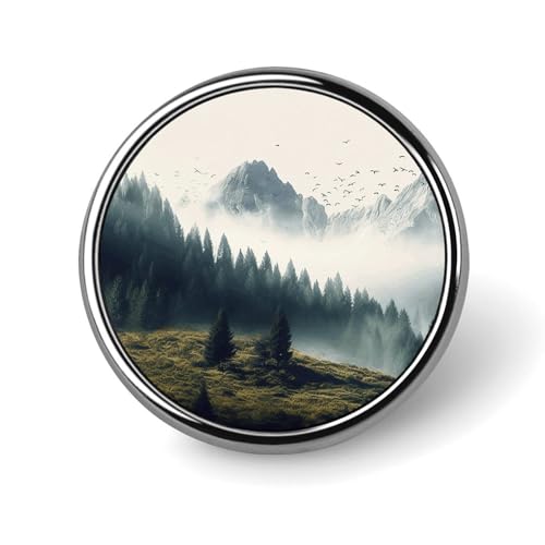 Runde Brosche mit Landschaftsberg-Motiv, modische Revers-Krawattennadeln, leichte Metallbrosche, Abzeichen für Männer und Frauen, Kostüm, dekoratives Accessoire Runde Brosche mit Landschaftsberg-Motiv, modische Revers-Krawattennadeln, leichte Metallbrosche, Abzeichen für Männer und Frauen, Kostüm, dekoratives Accessoire von Oudrspo