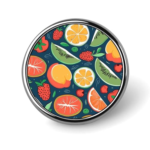 Runde Brosche mit Obstmuster, modische Revers-Krawattennadeln, leichte Metallbrosche, Abzeichen für Männer und Frauen, Kostüm, dekoratives Accessoire Runde Brosche mit Obstmuster, modische Revers-Krawattennadeln, leichte Metallbrosche, Abzeichen für Männer und Frauen, Kostüm, dekoratives Accessoire von Oudrspo