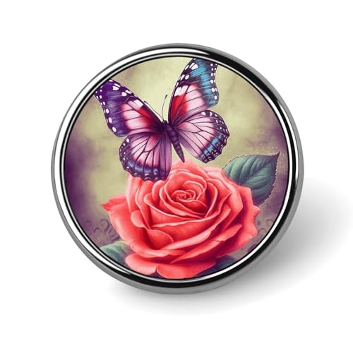 Runde Brosche mit Schmetterling und Rose, modische Revers-Krawattennadeln, leichte Metallbrosche, Abzeichen für Männer und Frauen, Kostüm, dekoratives Accessoire Runde Brosche mit Schmetterling und Rose, modische Revers-Krawattennadeln, leichte Metallbrosche, Abzeichen für Männer und Frauen, Kostüm, dekoratives Accessoire von Oudrspo