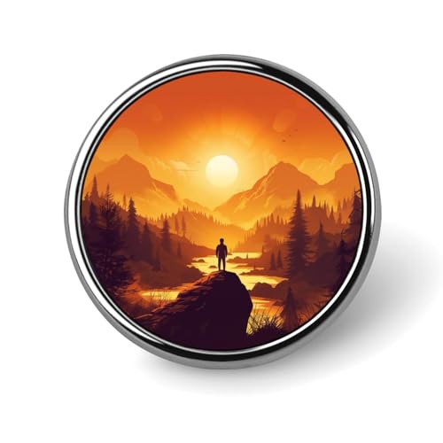 Runde Brosche mit Sonnenuntergang-Explorer-Motiv, Anstecknadel, Revers, Krawattennadel für Damen und Herren, Büroangestellte, Lehrer, Dekoration Runde Brosche mit Sonnenuntergang-Explorer-Motiv, Anstecknadel, Revers, Krawattennadel für Damen und Herren, Büroangestellte, Lehrer, Dekoration von Oudrspo