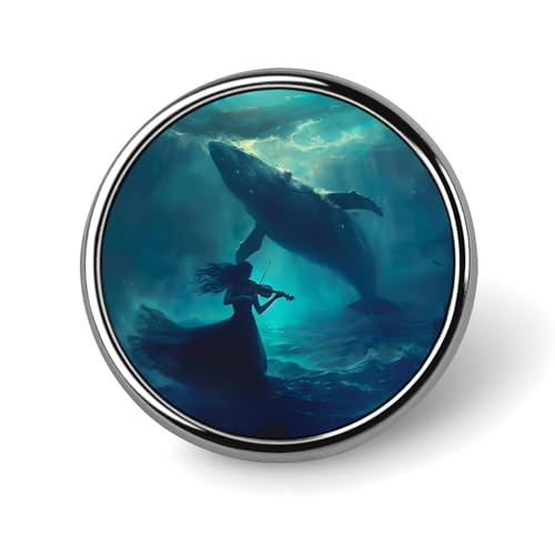 Runde Brosche mit Unterwasser-Violine, Blauwal, Anstecknadel, Revers, Krawattennadel für Damen und Herren, Büroangestellte, Lehrer, Dekoration Runde Brosche mit Unterwasser-Violine, Blauwal, Anstecknadel, Revers, Krawattennadel für Damen und Herren, Büroangestellte, Lehrer, Dekoration von Oudrspo