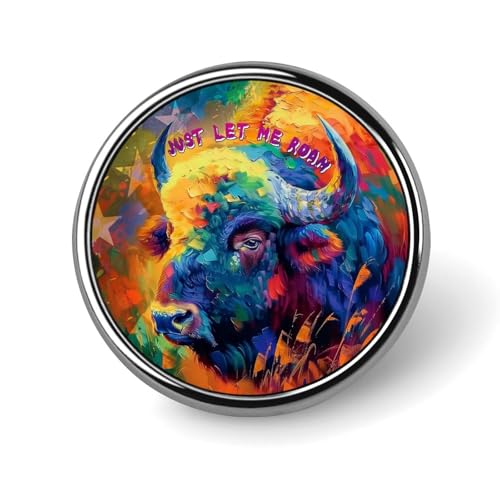 Runde Brosche mit amerikanischer Flagge, abstrakter Bison-Wildtier-Motiv, Anstecknadel, Revers, Krawattennadel für Damen und Herren, Büroangestellte, Lehrer, Dekoration Runde Brosche mit amerikanischer Flagge, abstrakter Bison-Wildtier-Motiv, Anstecknadel, Revers, Krawattennadel für Damen und Herren, Büroangestellte, Lehrer, Dekoration von Oudrspo