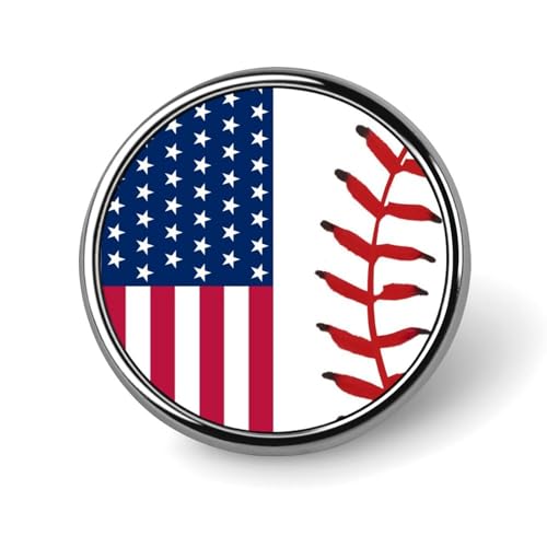 Runde Brosche mit amerikanischer Flagge und Baseball-Motiv, Anstecknadel, Revers, Krawattennadel für Damen und Herren, Büroangestellte, Lehrer, Dekoration Runde Brosche mit amerikanischer Flagge und Baseball-Motiv, Anstecknadel, Revers, Krawattennadel für Damen und Herren, Büroangestellte, Lehrer, Dekoration von Oudrspo