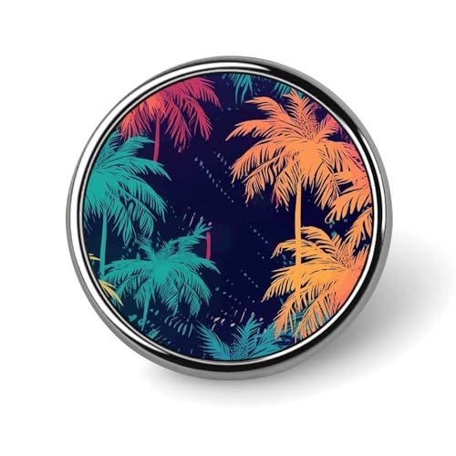 Runde Brosche mit bunten Palmen, modische Revers-Krawattennadeln, leichte Metallbrosche, Abzeichen für Männer und Frauen, Kostüm, dekoratives Accessoire Runde Brosche mit bunten Palmen, modische Revers-Krawattennadeln, leichte Metallbrosche, Abzeichen für Männer und Frauen, Kostüm, dekoratives Accessoire von Oudrspo