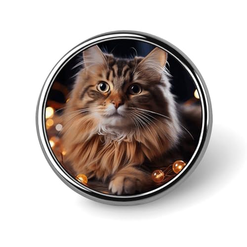 Runde Brosche mit hängender Katze und Weihnachtsbeleuchtung, modische Revers-Krawattennadeln, leichte Metallbrosche für Männer und Frauen, Kostüm, dekoratives Accessoire von Oudrspo
