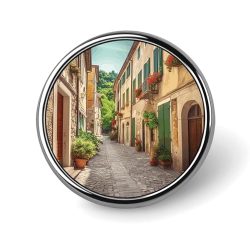 Runde Brosche mit italienischer Straßen-Motiv, modische Revers-Krawattennadeln, leichte Metallbrosche, Abzeichen für Männer und Frauen, Kostüm, dekoratives Accessoire Runde Brosche mit italienischer Straßen-Motiv, modische Revers-Krawattennadeln, leichte Metallbrosche, Abzeichen für Männer und Frauen, Kostüm, dekoratives Accessoire von Oudrspo