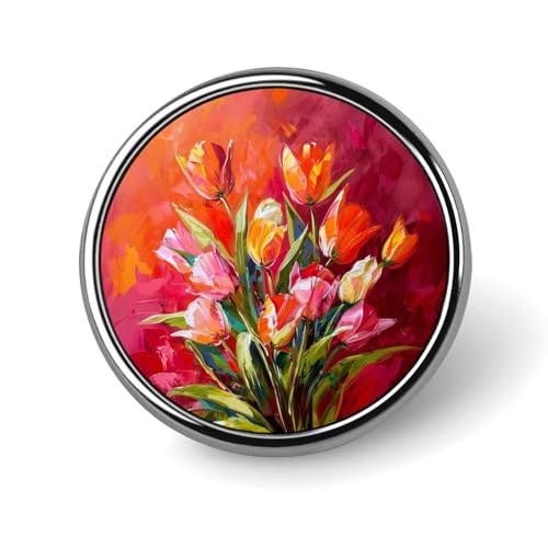 Runde Brosche mit leuchtenden Tulpen, Anstecknadel, Revers, Krawattennadel für Damen und Herren, Büroangestellte, Lehrer, Dekoration Runde Brosche mit leuchtenden Tulpen, Anstecknadel, Revers, Krawattennadel für Damen und Herren, Büroangestellte, Lehrer, Dekoration von Oudrspo