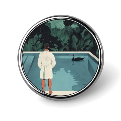 Runde Brosche mit schwarzem Schwanenmann, Schwimmbad-Motiv, Anstecknadel, Revers, Krawattennadel für Damen und Herren, Büroangestellte, Lehrer, Dekoration Runde Brosche mit schwarzem Schwanenmann, Schwimmbad-Motiv, Anstecknadel, Revers, Krawattennadel für Damen und Herren, Büroangestellte, Lehrer, Dekoration von Oudrspo