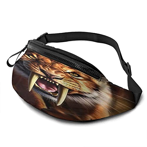 Sabre Tooth Tiger Fanny Pack für Damen Herren Mode Hüfttasche Hüfttasche mit verstellbarem Gürtel für Reisen im Freien Sport Laufen von Oudrspo