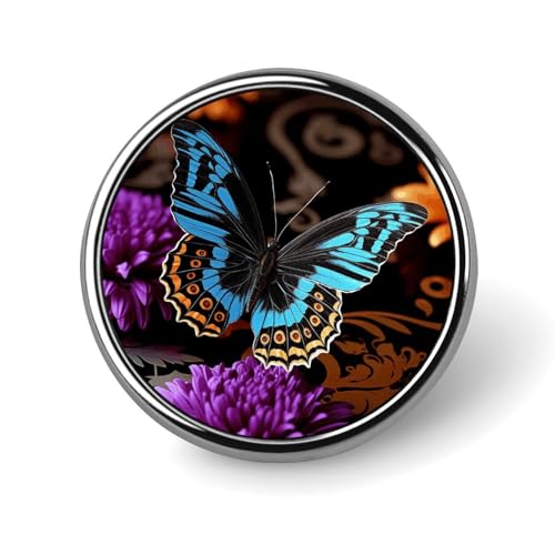 Schmetterling auf schöner Blume, runde Brosche, modische Revers-Krawattennadeln, leichte Metallbrosche für Männer und Frauen, Kostüm, dekoratives Accessoire Schmetterling auf schöner Blume, runde Brosche, modische Revers-Krawattennadeln, leichte Metallbrosche für Männer und Frauen, Kostüm, dekoratives Accessoire von Oudrspo