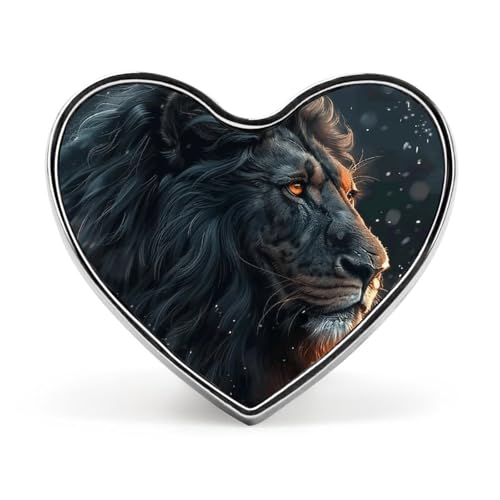 Schöne Löwenbilder, modische Brosche – Grau und Gold, 2,5 cm, süße Emaille-Herz-Anstecker, Metall-Anstecknadeln für Männer und Frauen, dekorative Metall-Anstecknadel für Hüte, Hemden, Taschen, Jacken von Oudrspo