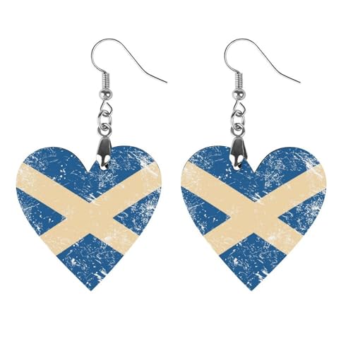 Schottland Vintage-Flagge, klassische Holzohrringe, federleicht, künstlerischer Anhänger, Ohrhaken, Vintage-Schmuck für Frauen von Oudrspo