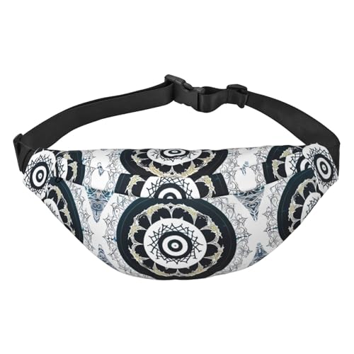 Schwarz-weißes rundes Totem, stilvolle und praktische Gürteltasche für Frauen – Bequeme Gürteltasche für Outdoor-Aktivitäten, Lauf-Gürteltasche, von Oudrspo
