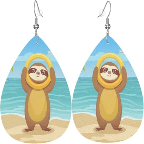 Schwimmen Sommer Strand Kürbis Ahornblatt Blume Leder Teardrop Ohrringe für Frauen Dekorationen von Oudrspo