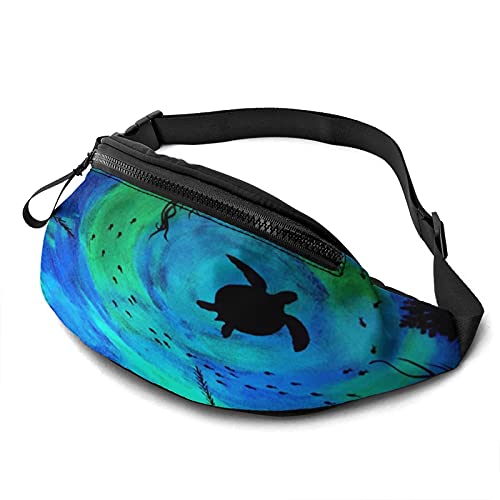 Sea Turtle Glow In The Dark Bauchtasche für Damen Herren Mode Gürteltasche Hüfttasche mit verstellbarem Gürtel für Reisen im Freien Sport Laufen von Oudrspo