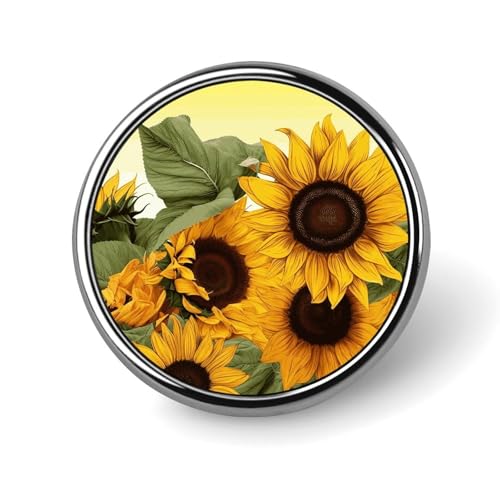 Sonnenblumen-Blumen-Anstecknadel für Männer, köstliche süße Ramen-Modebrosche – süße Emaille-Anstecker, Anstecknadel aus Aluminiumlegierung für Hüte, Hemden, Taschen, Jacken und Accessoires (runde Ans von Oudrspo