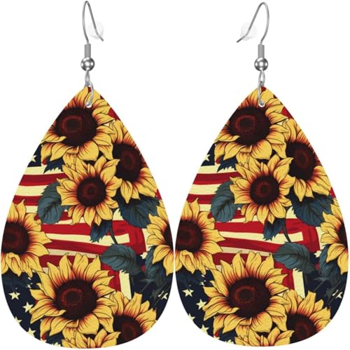 Sonnenblumen Weiße Sterne Bunte Weihnachtsbaum Leder Tropfen Ohrringe Für Frauen Dekorationen von Oudrspo