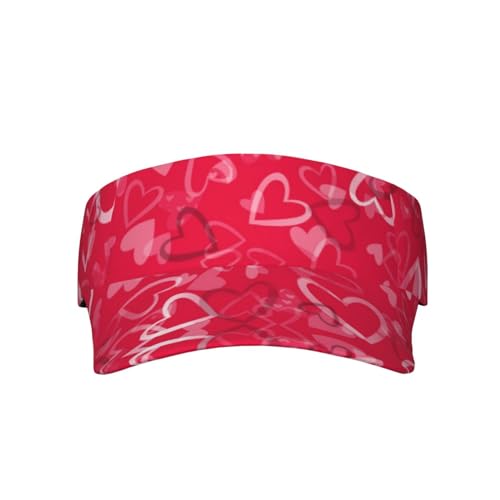 Sport-Sonnenblendenhüte mit Aufschrift „Happy Valentine's Day, verstellbar, rote Herzen, Leere Oberseite, Baseballkappe, Sonnenkappen für Damen und Herren von Oudrspo