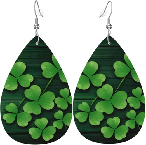 St. Patrick's Day Grüne Kleeblätter Halloween Baum Leder Tropfen Ohrringe für Frauen von Oudrspo
