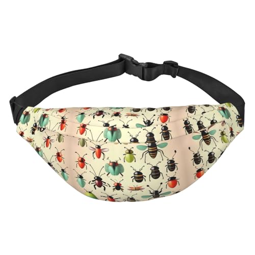 Stilvolle und praktische Gürteltasche für Damen mit Cartoon-Motiv, kleine Insekten – Bequeme Gürteltasche für Outdoor-Aktivitäten, Gürteltasche zum Laufen, von Oudrspo