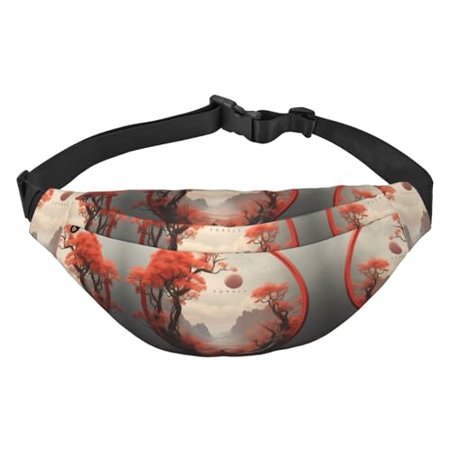 Stilvolle und praktische Gürteltasche für Damen mit herbstlichen roten Blättern – Bequeme Gürteltasche für Outdoor-Aktivitäten, Gürteltasche zum Laufen, von Oudrspo