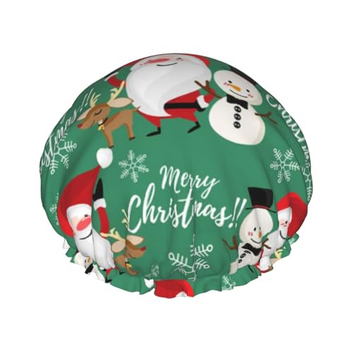 Süße Weihnachts-Schneeflocken-Duschhaube für Frauen, elastisch, wiederverwendbar, Badehaube für Haare, verstellbar, Weihnachts-Schneemann-Duschhüte von Oudrspo