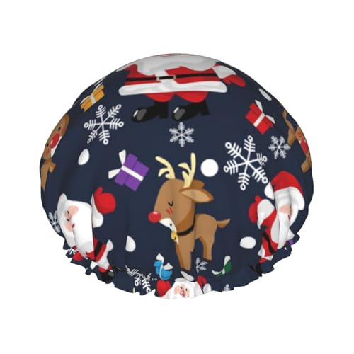 Süße Weihnachts-Schneeflocken-Duschhaube für Frauen, elastisch, wiederverwendbar, Badehaube für Haare, verstellbar, Weihnachts-Schneemann-Duschhüte von Oudrspo